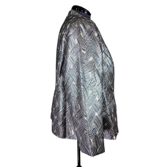 Kasper Blazer Women Size 22W Champagne Metallic Flap Pockets Open Front New - Picture 3 of 12